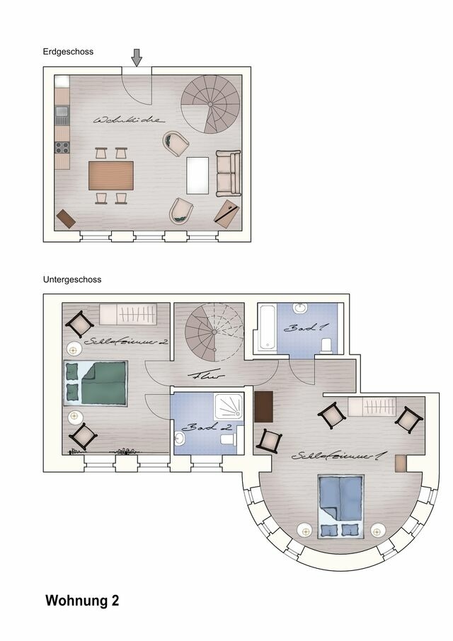 Ferienwohnung in Neuenkirchen (R&uuml;gen) - Gutshaus Grubnow Ferienwohnung 2 am Wasser Sauna und WLAN incl. - Bild 14